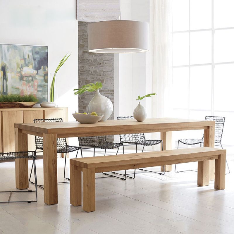 Table à manger moderne en bois massif, rectangulaire, avec 4 pieds, pour Restaurant