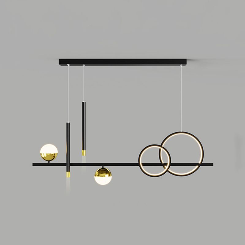 Luce a sospensione lineare dell'isola lineare in alluminio in moderna luce del soffitto in ferro battuto in stile nordico con ombra acrilica