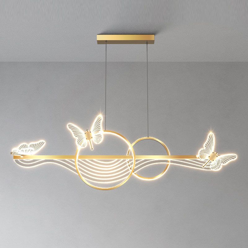 Postmoderne LED -Island -Lampen -Acryl -Schmetterlingsaufhängung Licht für Esszimmer