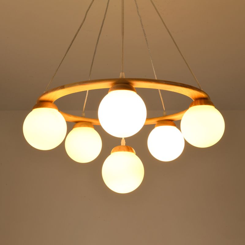 Modern Glass Chandelier Light Fixtures Cafe Restaurant Hanging Chandelier with Wood