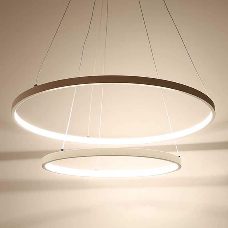 Accoglienza a sospensione ad anello bianco Fladeler a led in metallo in stile semplice per soggiorno