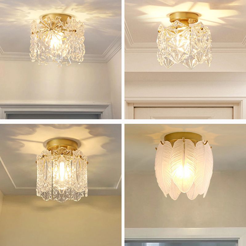 Modern Ceiling Light 1-Light Ceiling Mount Light with Glass Shade for Living Room