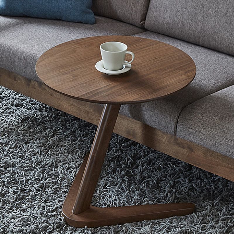 Scandinavian Rectangular Sofa Side Table C Shape Wood End Table