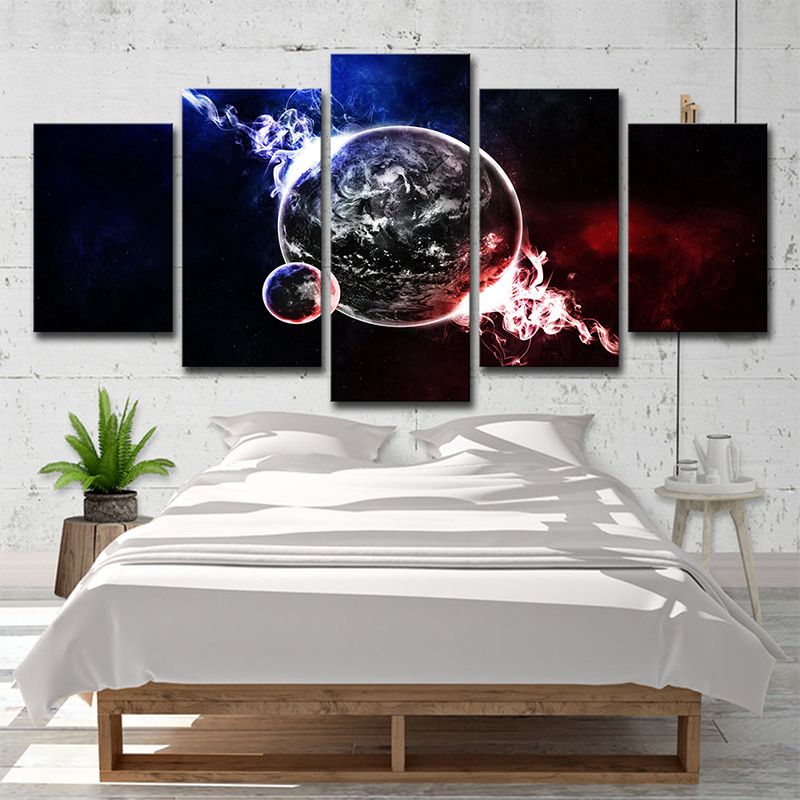 Multi-Piece Smoky Planet Canvas Print Kids Style Wall Art for Children Bedroom