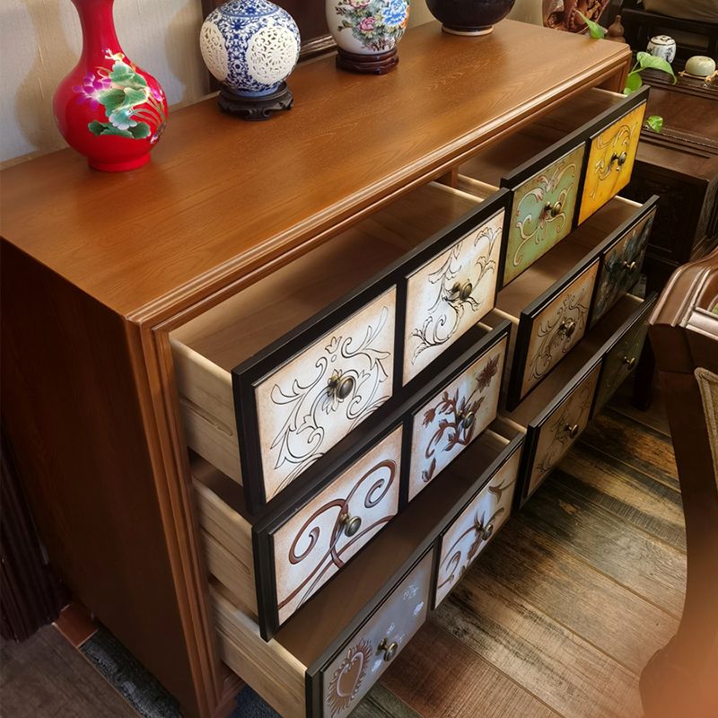 Mid-Century Modern Knobs Chest with Turned Legs Accent Chest