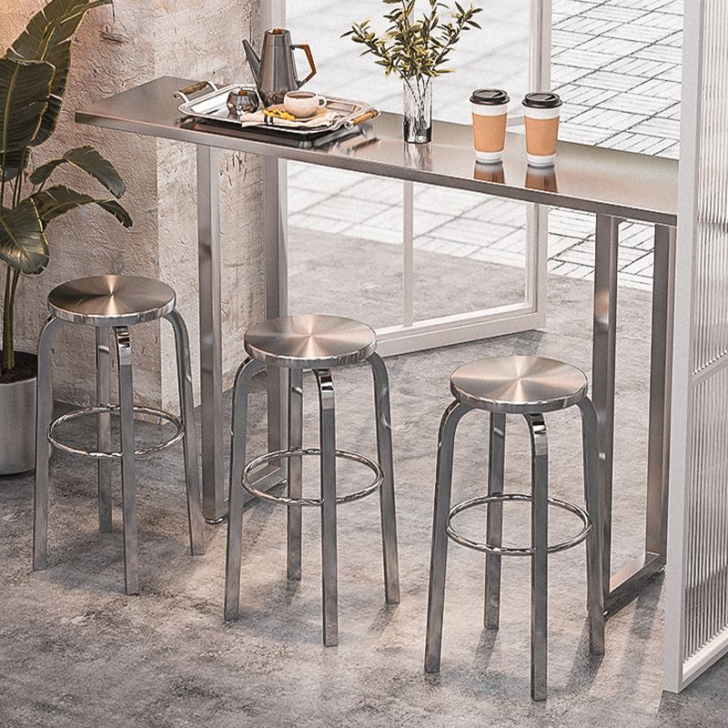 Chrome Metal Indoor Counter Stools Industrial Stainless Steel Stools