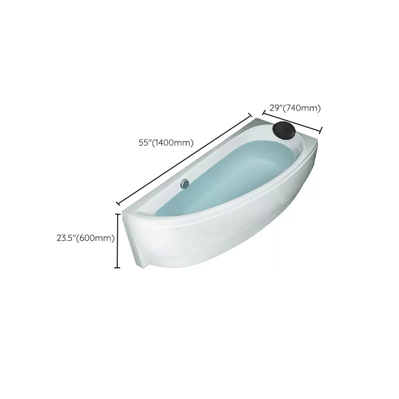 Back to Wall Corner Bathtub Acrylic White Modern Soaking Bath