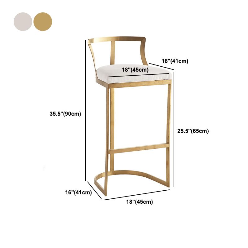 Glam Style Upholstered Counter Height Stool Metal Bar Stool Bar Stool