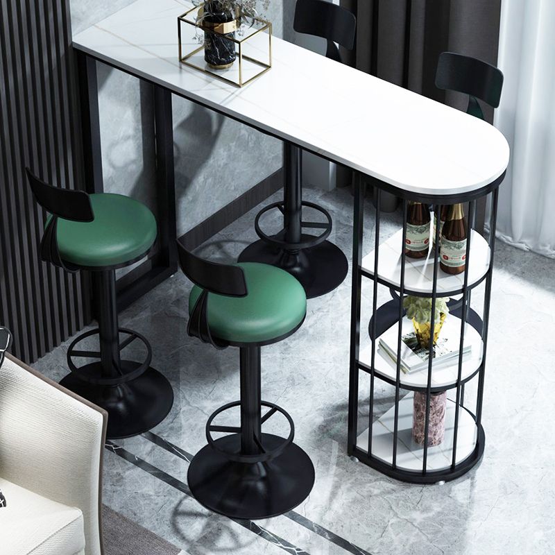 Low Back Dining Stool Adjustable Height Bar Stool with Metal Base