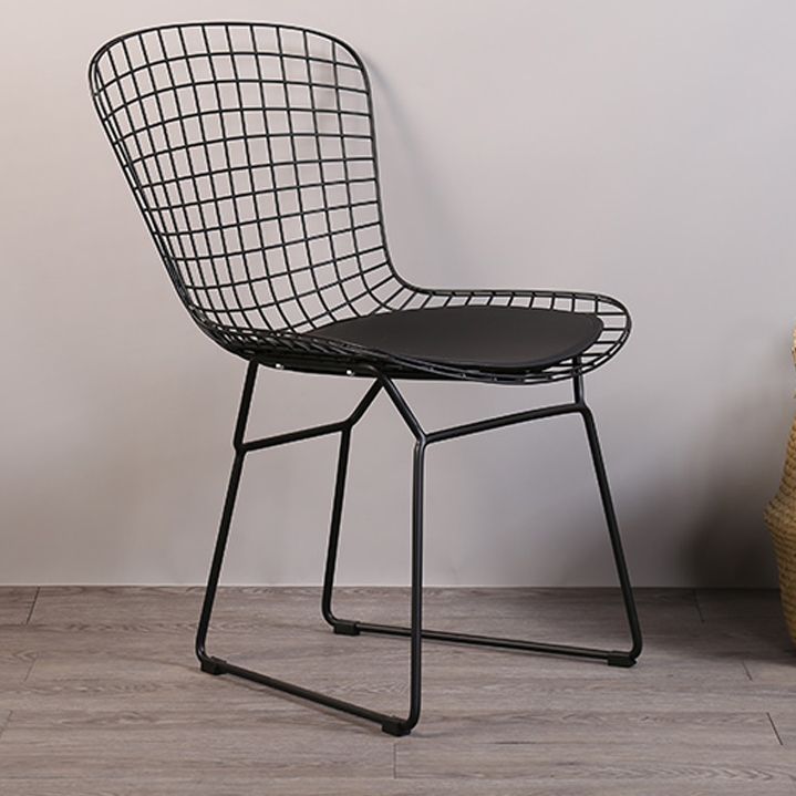 Sillas sin brazos de comedor de metal contemporáneo, respaldo abierto, silla lateral para uso doméstico