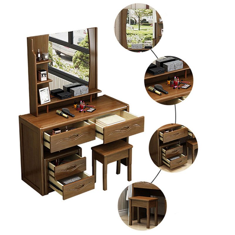 Traditional Bedroom Solid Wood 4 Drawer Standing Make-up Vanity