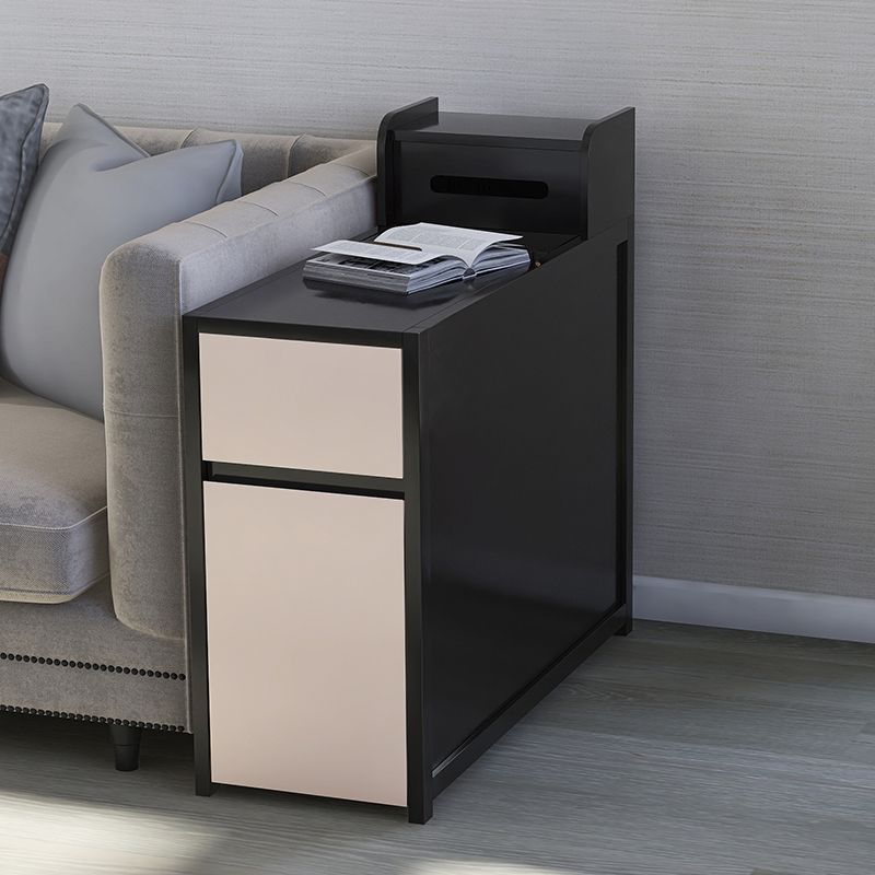 Rectangular Wood Side Table Contemporary End Table with Storage for Living Room