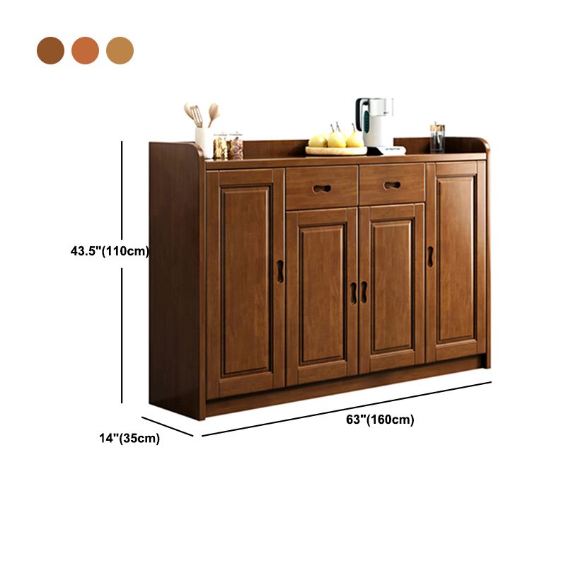 Modern Rectangle Accent Cabinet Wood Grooves Side Cabinet with Drawer