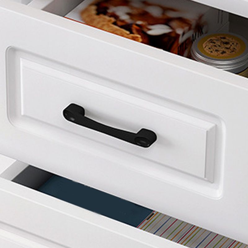 Contemporary White Wooden Accent Cabinet with Doors and Drawers