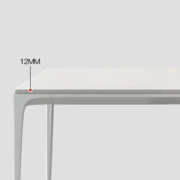 Modern Rectangle Dining Table Sintered Stone Top 4 Metal Legs Dining Room Table