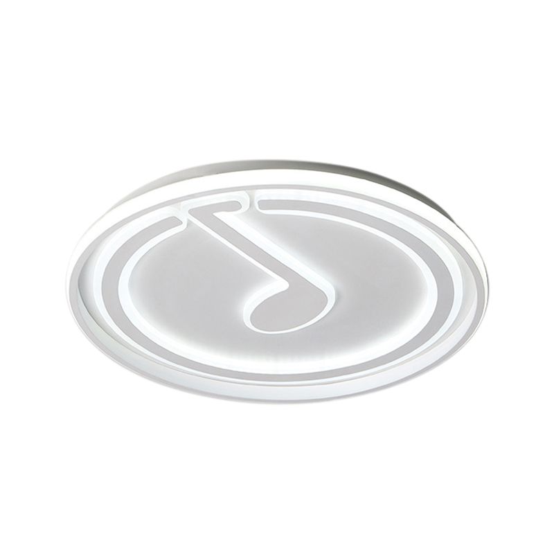 Hedendaagse Witte Flush Plafondlamp met Muzikale Note Acryl LED Plafondlamp voor Kid Slaapkamer