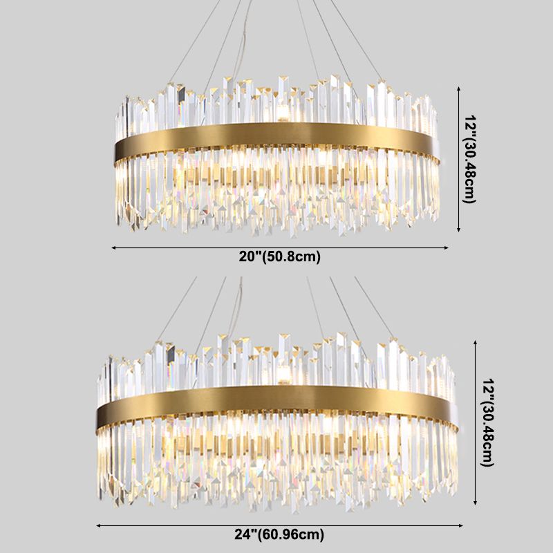 Lampadari moderni per la sala da pranzo circolare di illuminazione sospesa con tonalità cristallina