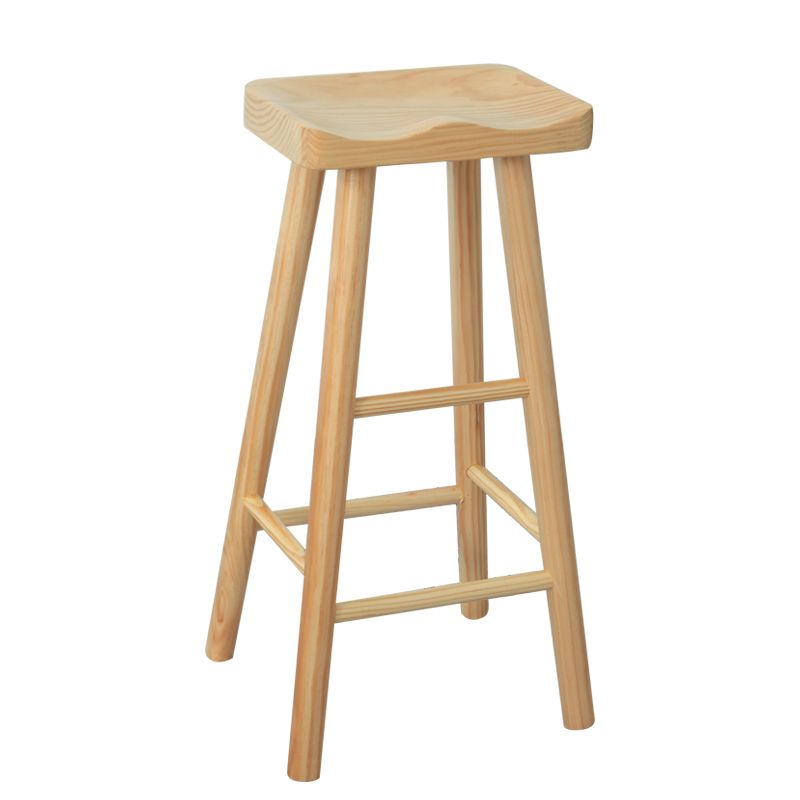 Industrial Solid Wood Bar Stool Backless Counter Stool for Indoor