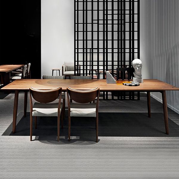 Contemporary Solid Wood Brown Table Rectangle Standard Dining Table for Kitchen