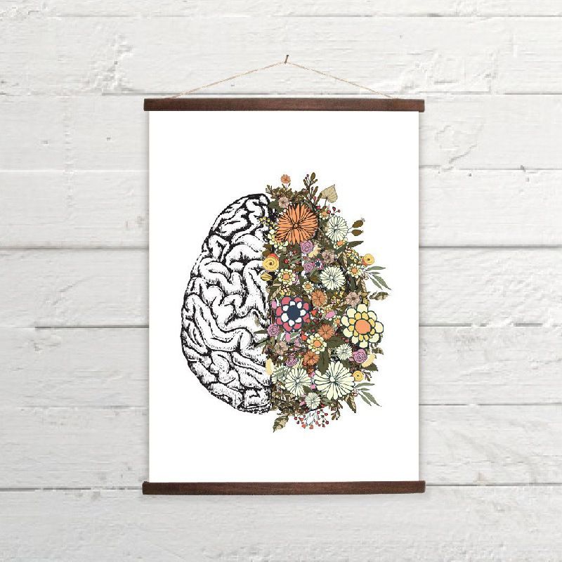 Textured Pastel Color Painting Modern Style Floral and Organ Pattern Wall Art Print