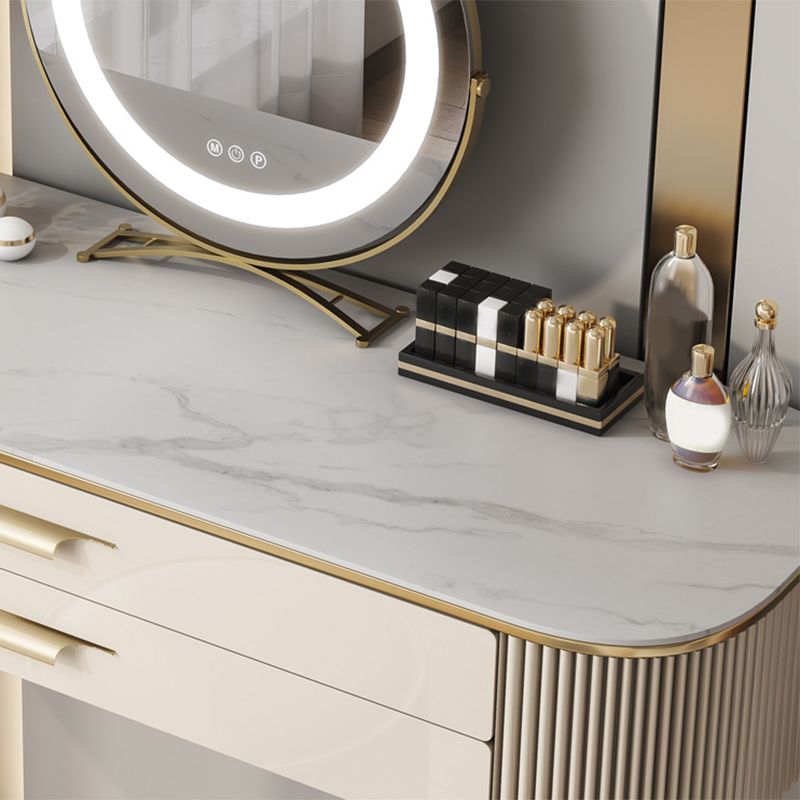2 Drawers Makeup Table Desk Vanity for Women with Stool- 17.72" D