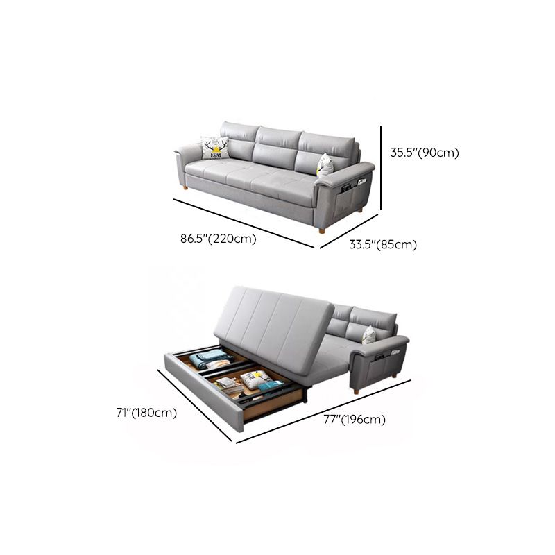 33" Wide Contemporary Sleeper Sofa Futon Gray Storage Sleeper Sofa