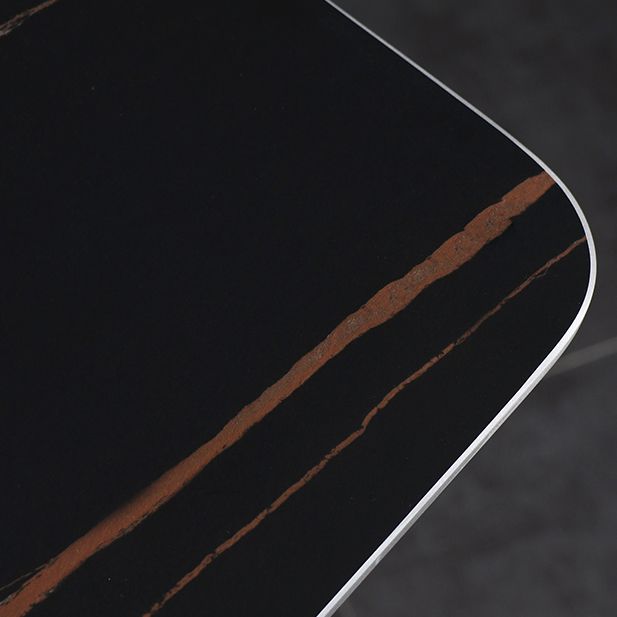 Modern Indoor Rectangle Trestle Bar Dining Table in Stone and Wood