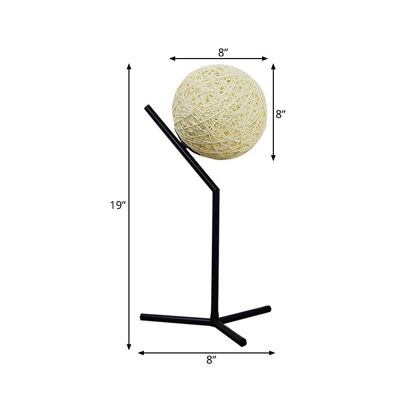 Lámpara de mesa de mesa de mesa de 1 luce estilo lodge de mano con sombra de globo en blanco