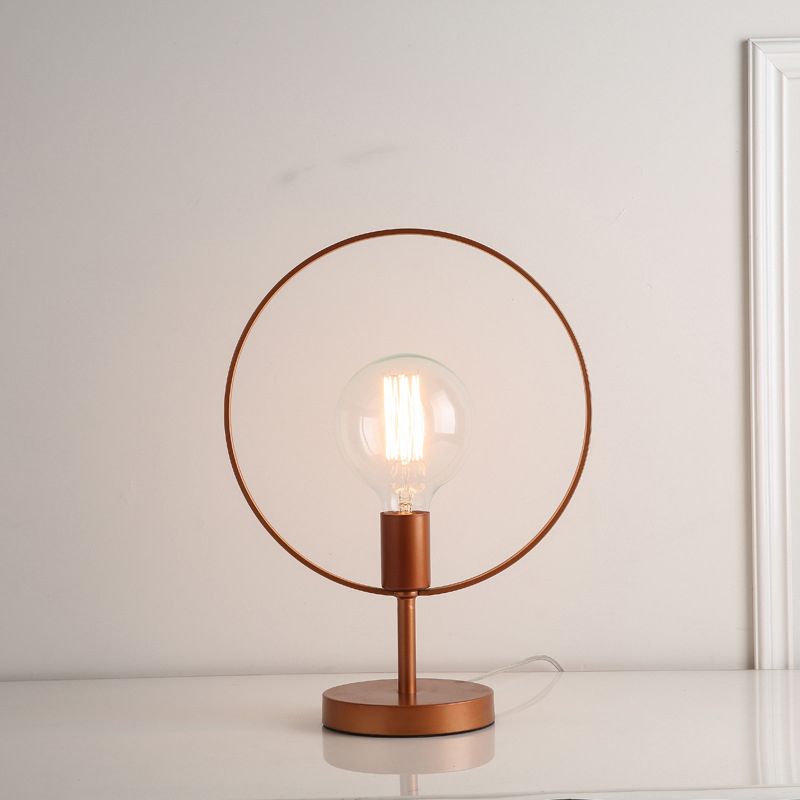 Lampe de bureau circulaire moderniste en métal, lampe de lecture à 1 tête en bordeaux pour étude