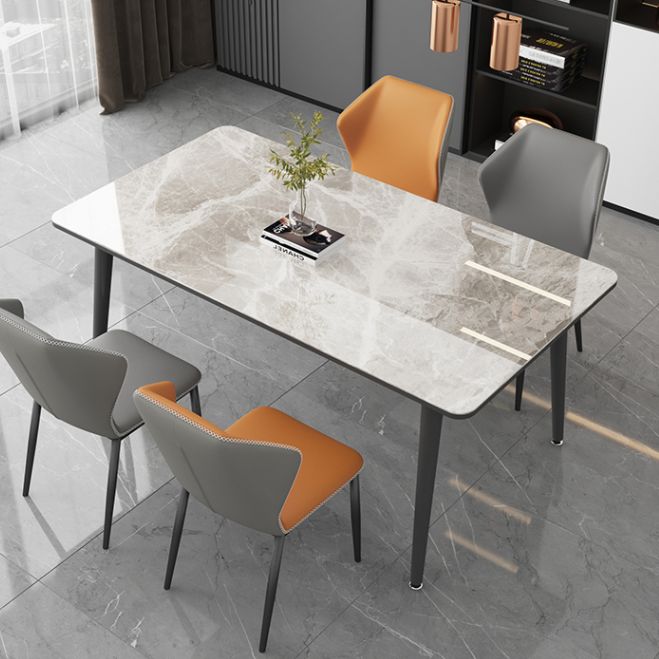 Sintered Stone Two-Color Dining Table Simplicity 4 Legs Table for Dining Room