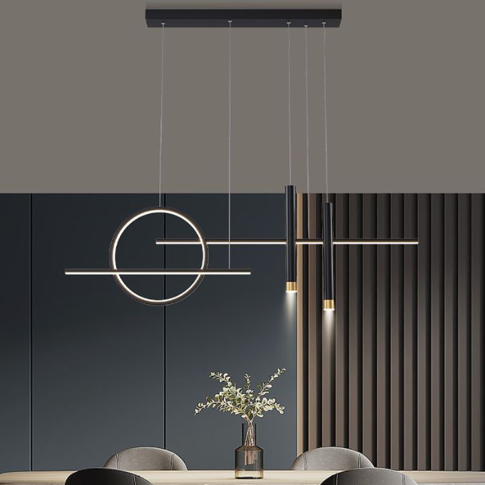 Simplicity Linear LED Island Light Metal 5-Head Dining Room Suspended Lighting Fixture