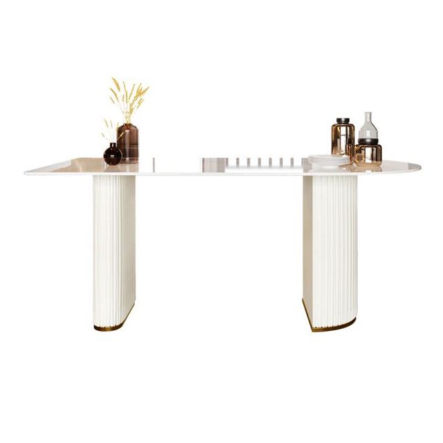 Mesa de comedor de piedra sinterizada de forma glamorosa Mesa de comedor estándar para la cocina