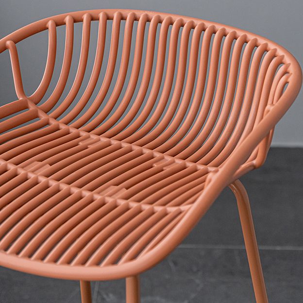 Contemporary Footrest Metal Barstool Matte Finish Restaurant Stool