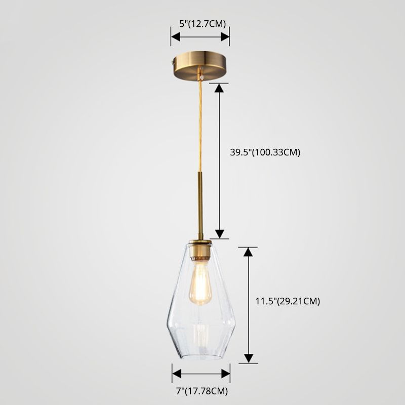 Clear Hand Blown Glass Ceiling Pendant Lamp Modern Minimalist 1 Light Hanging Lamp for Living Room
