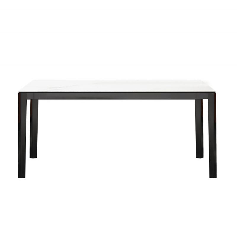 Stone Top Dining Table Modern Rectangle Dining Table with 4 Wood Legs