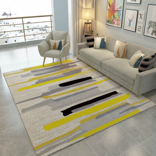 Multi Color Geometrical Rug Synthetics Contemporary Area Carpet Pet Friendly Non-Slip Backing Washable Rug for Living Room