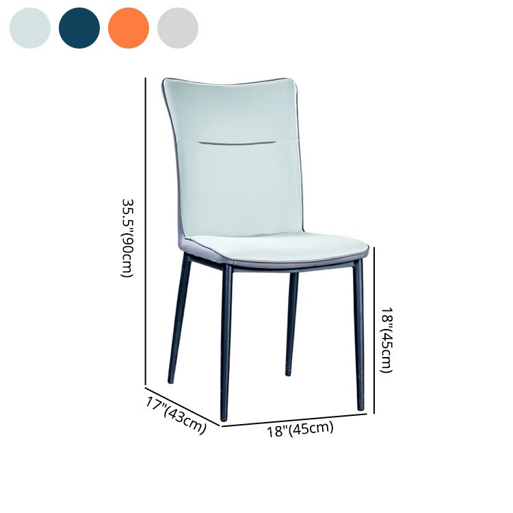 Sillas de comedor tapizadas de cuero Sillas laterales con respaldo sólido con patas de metal