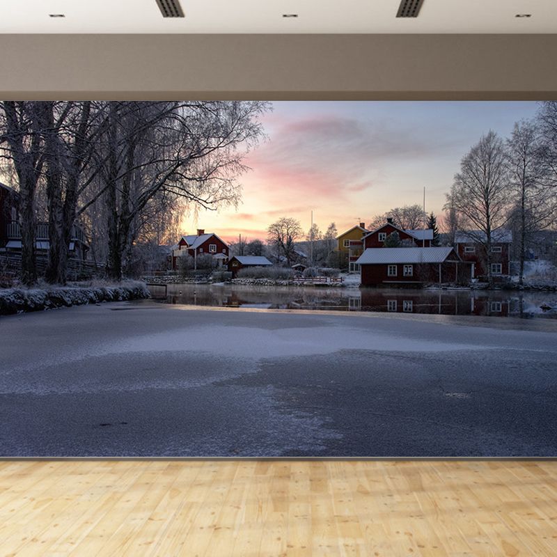 Eco-friendly Wall Mural Wallpaper Town Scenery Photography Sitting Room Wall Mural