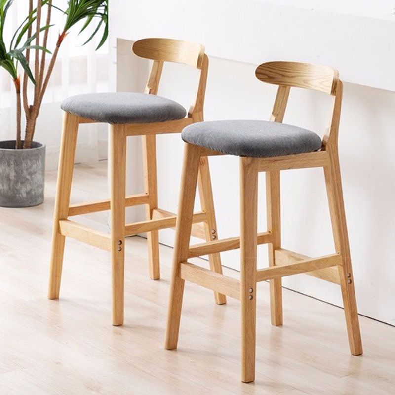 Industrial Armless Backrest Counter Stool Rubber Wood Cafe Bar Stool with Pedal