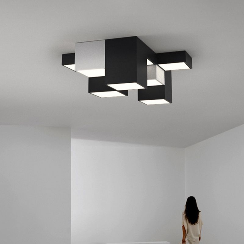 Square Shape LED Ceiling Lamp Modern Iron Flush Mount for Bedroom