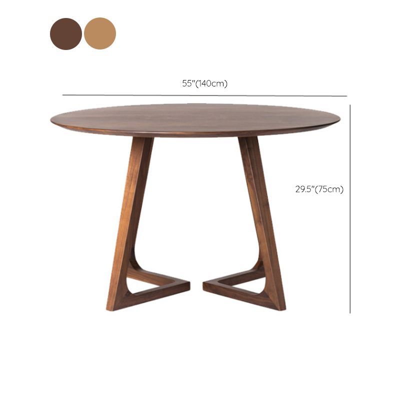 Round Double Base Dining Table Modern Pine Wood Table for Kitchen
