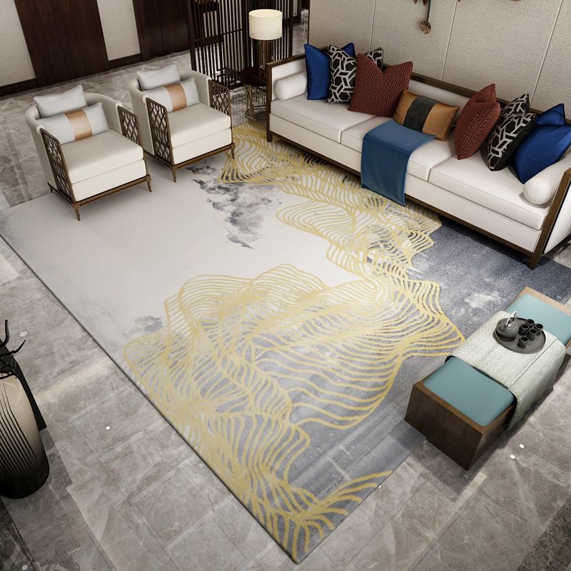 Gold Line Carpet Polyester Modern Carpet Washable Carpet for Living Room