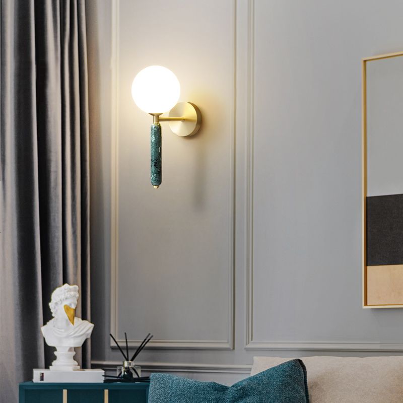 Zeitgenössische einfache Wandleuchte ein Kopf Marmorglas Wandmontage Leuchte für Wohnzimmer