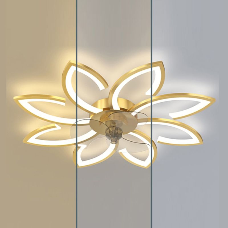 Flower Shape Metal Ceiling Fan Modern Style Multi Lights Ceiling Fan Lamp