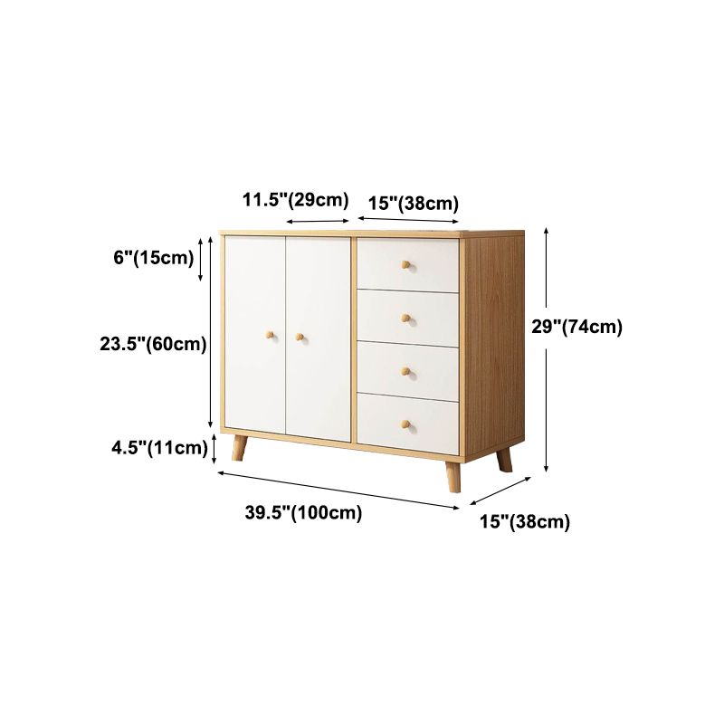 Modern Engineered Wood Sideboard Simple Beige Buffet Table with Drawer for Dining Room