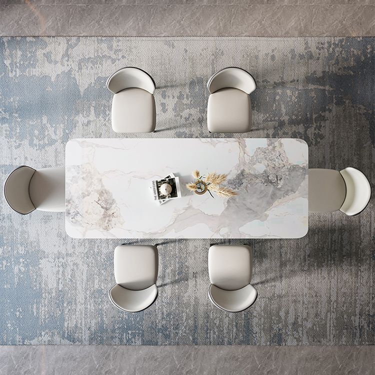 Nordic 1/4/5/7 Pieces Rectangle Dining Set Sintered Stone Top Table with Leather Chairs