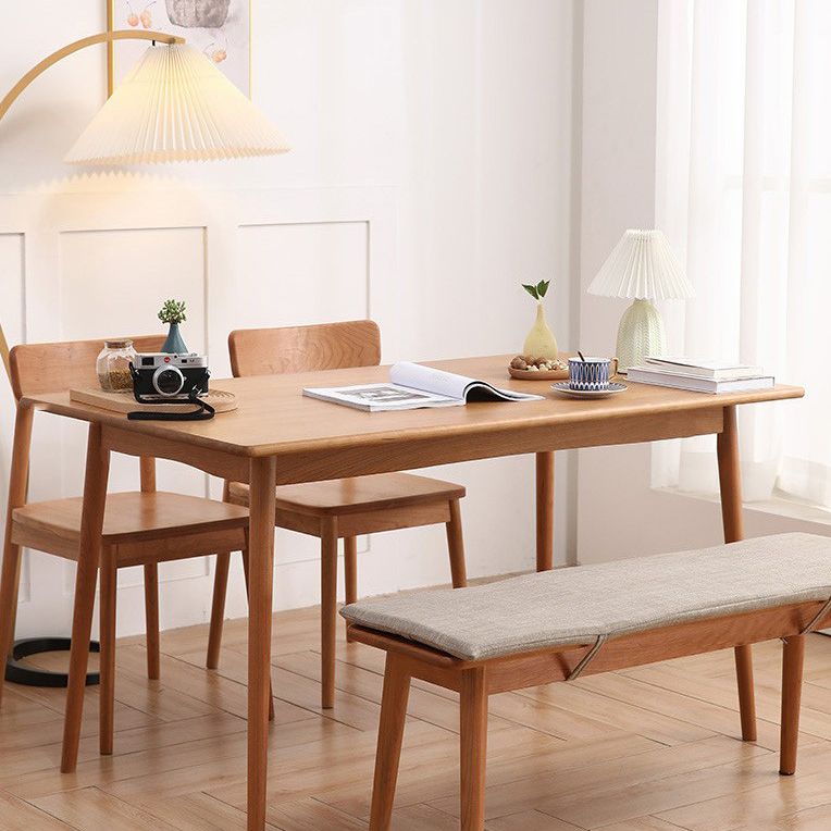 Rectangle Dining Table Contemporary Dinner Room Solid Wood Table with 4-foot