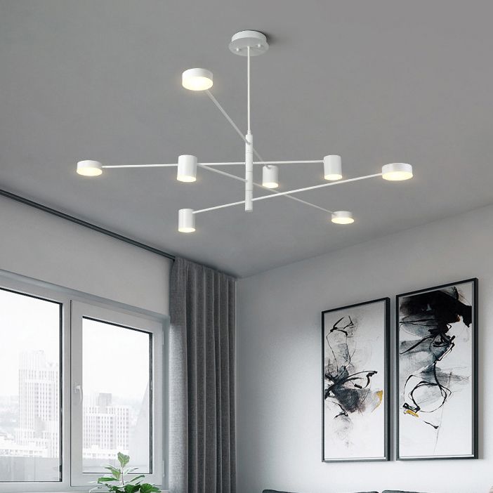 Lumo il lampadario asimmetrico multilivello in metallo semplice in stile semplice 2/4/6/8 teste in bianco/nero la luce a sospensione in bianco/bianco in calda/bianca/terza marcia