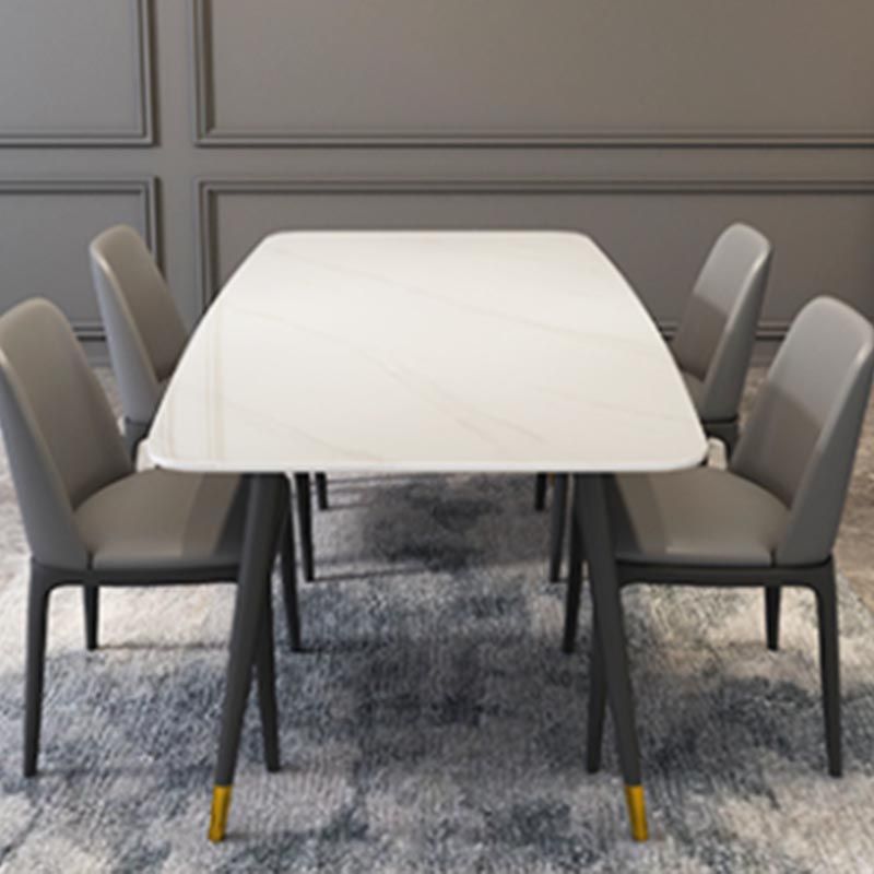 Luxury Sintered Stone Top Dining Table Rectangle White Table with 4 Legs