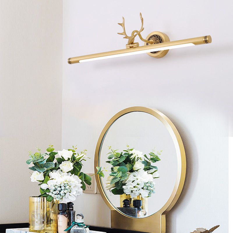 Metal Linear Shape Wall Light Modern Style 1-Light Mirror Wall Mounted Light